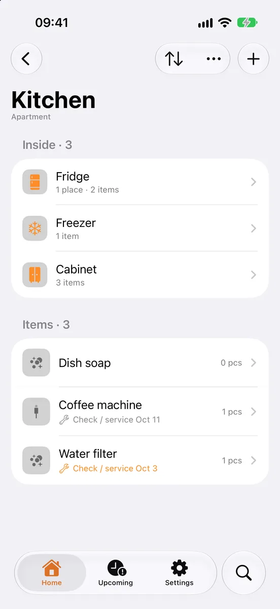 The place “Kitchen” with nested places and items